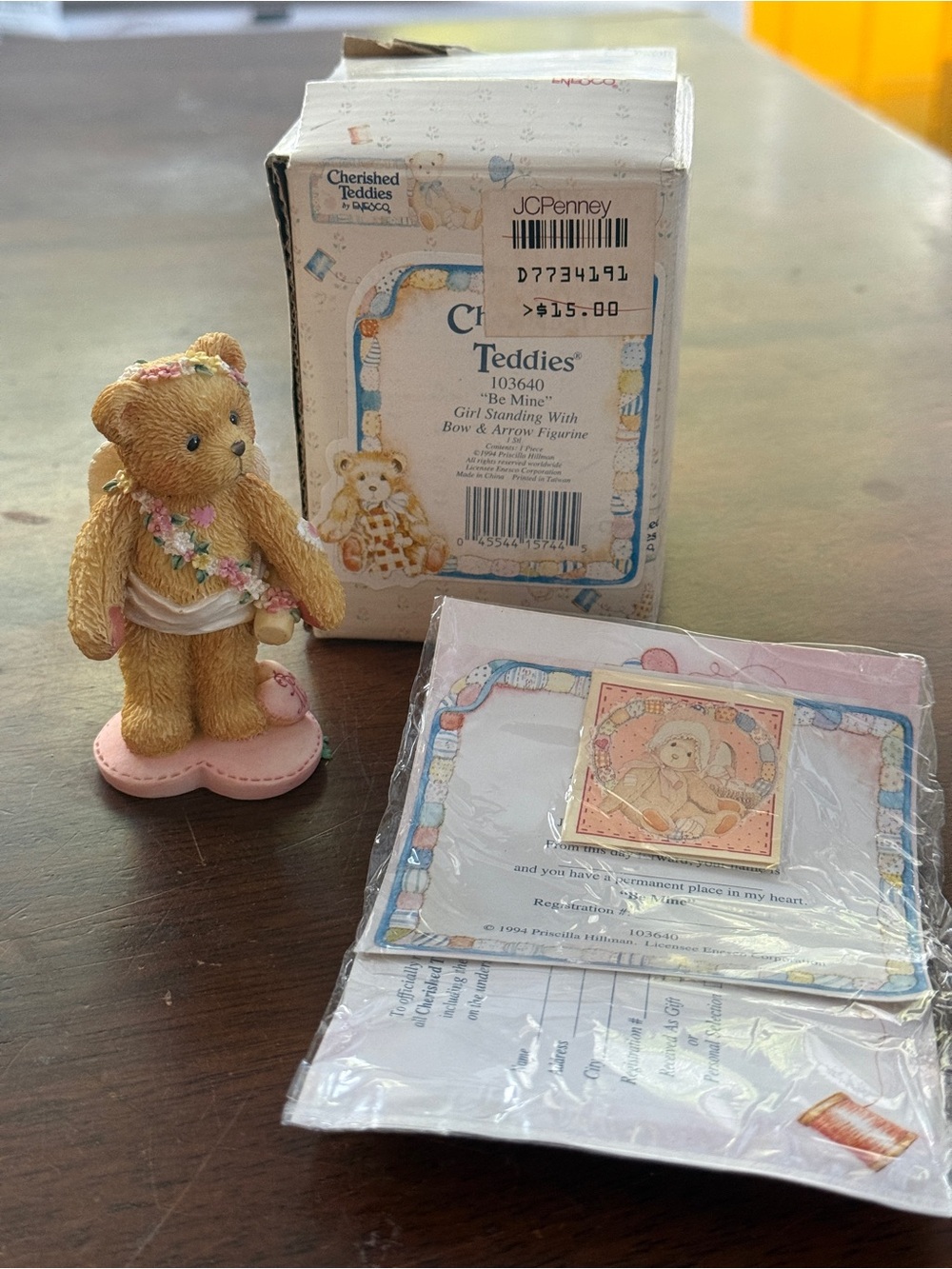 “Be Mine” Cherished Teddies Girl Standing With Bow & Arrow Figurine